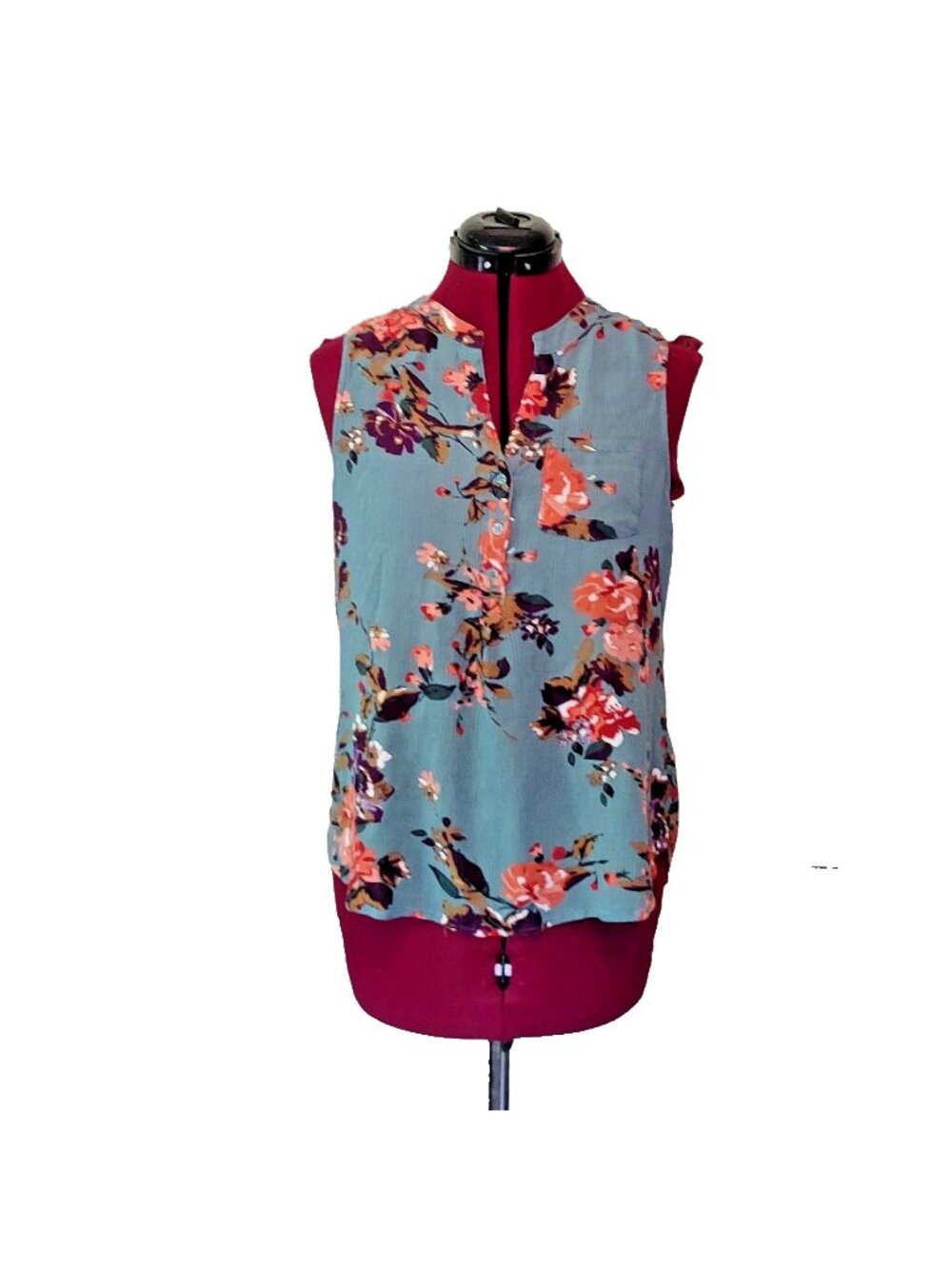 Market & Spruce Women's Multicolor Sleeveless Blouse Top Size Large Curved Hem